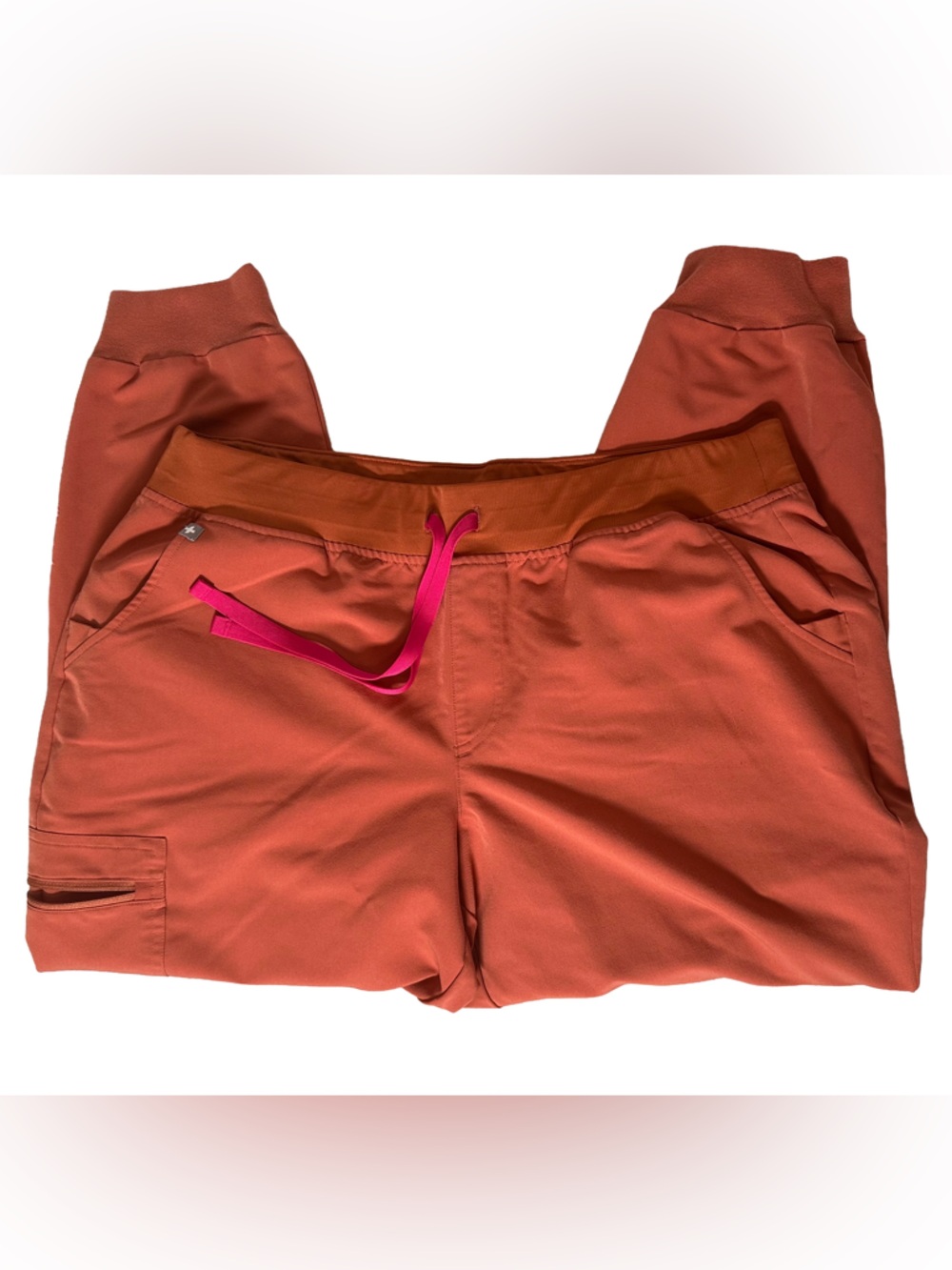 Figs Terracotta Zamora (Retired Color) Joggers with Pink Drawstring - Picture 4 of 7